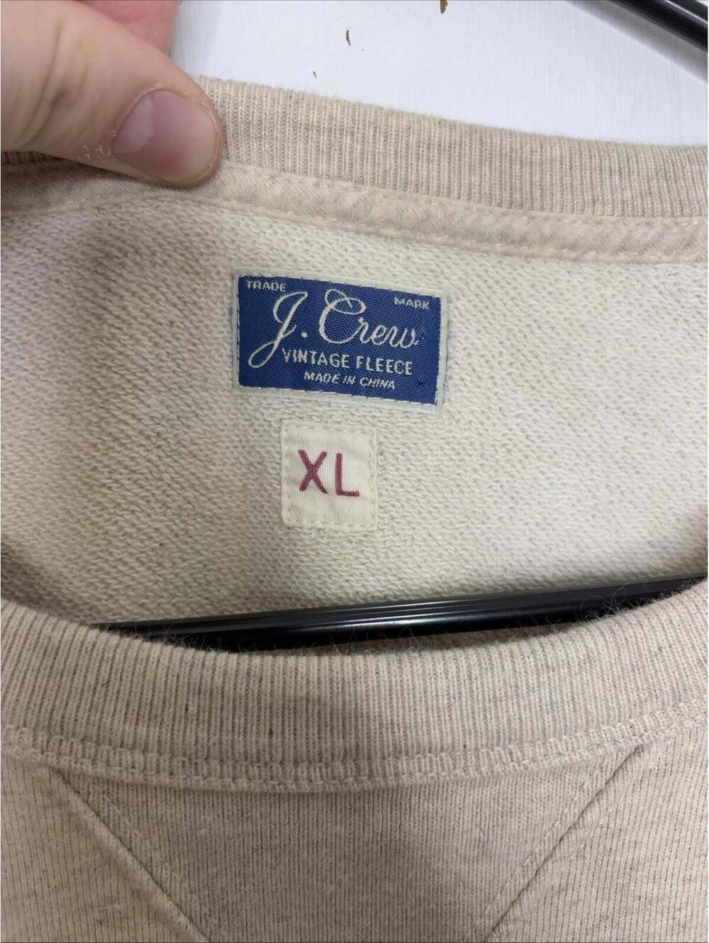 J Crew Sweater Mens Extra Large Vintage Fleece Cream Sweatshirt Casual Modern - Picture 4 of 8
